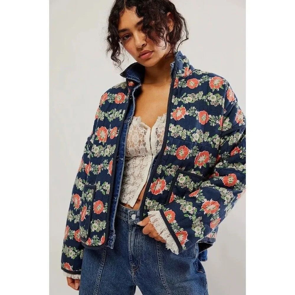 FREE PEOPLE Chloe Floral Jacket Dusk Combo Medium M NEW
